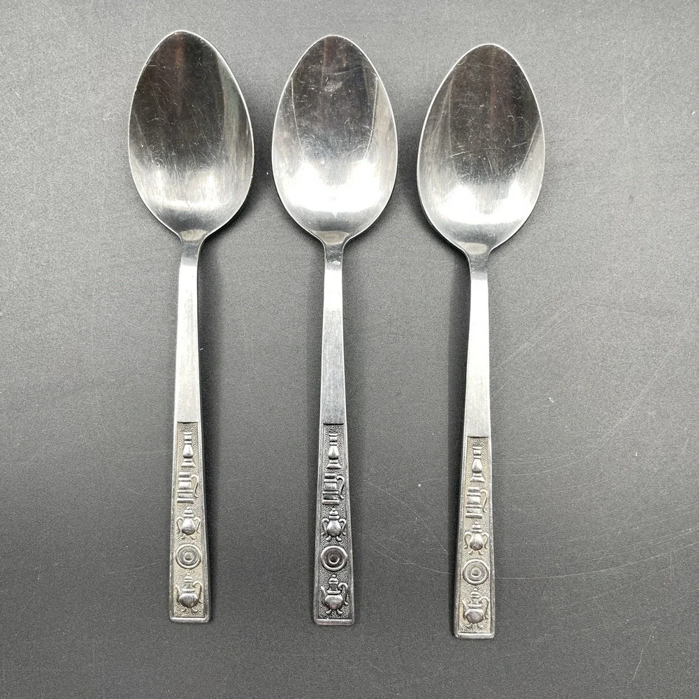 Rogers Century House Japan Stainless Tablespoons Lot 3 Serving Soup Spoons